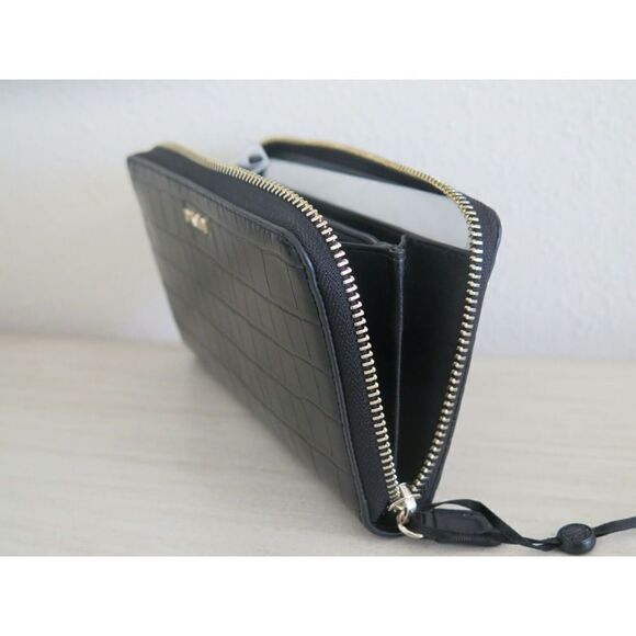 DKNY Black Croc Embossed PU Leather Vela Large Zip Around Wallet $128 - Picture 10 of 12